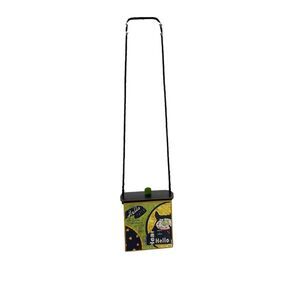 Artist G Gunter Handbag Purse Wood Hand Made Square Crossbody Funky Phone Hello